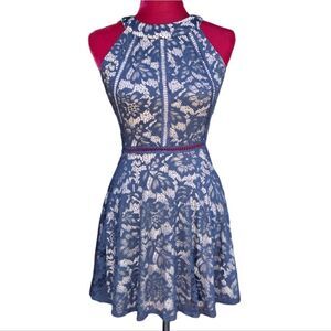 Midnight Doll Sleeveless Dress Navy Lace with Nude Lining Size 3